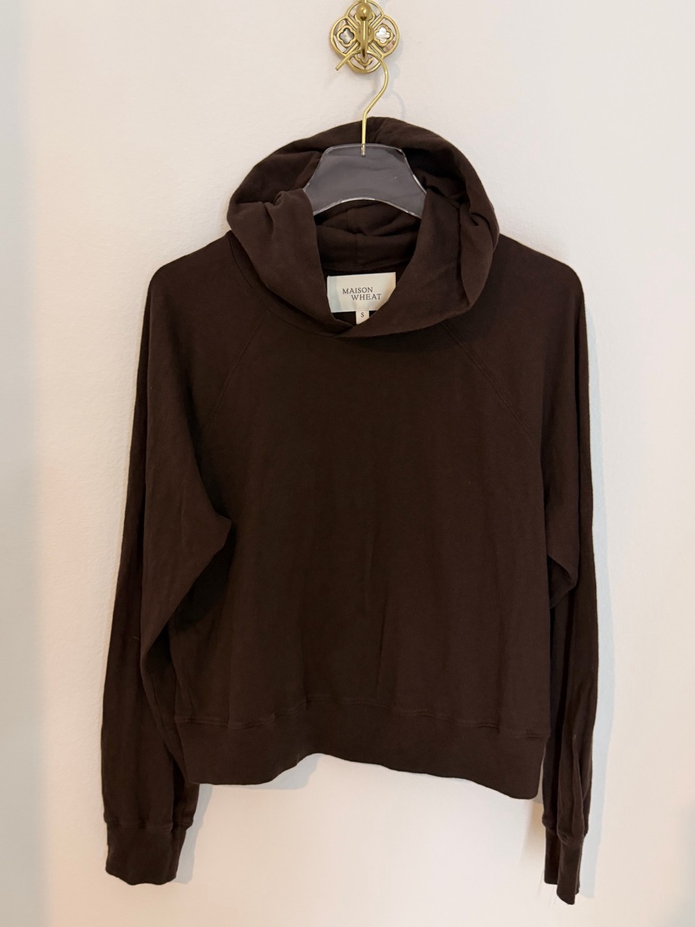 Maison Wheat Brown Hoodie Long Sleeve Top Small